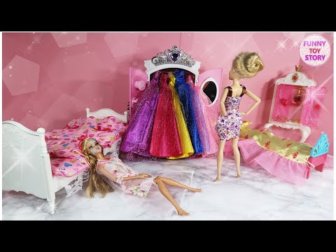 Princess Barbie Rapunzel Pink Room Morning Routine غرفة نوم باربي رابونزيل Barbie rosa Quarto