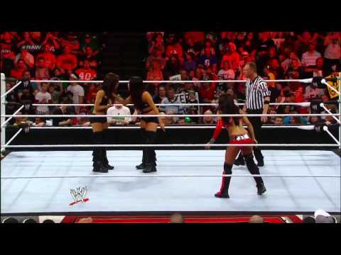 Layla vs The Bella Twins divas championship WWE raw 4/30/12