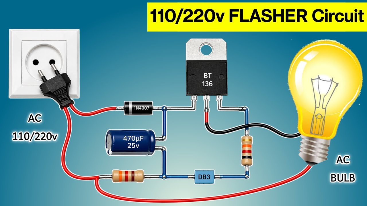 110/220v AC Flasher Blinking Lights with BT136 Triac