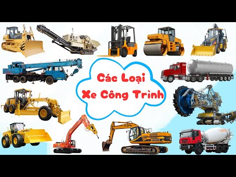 Các Loại Xe Và Máy Công Trình| XE GÌ ĐÂY?| Construction Vehicles | Cẩu tháp, Máy xúc gầu quay