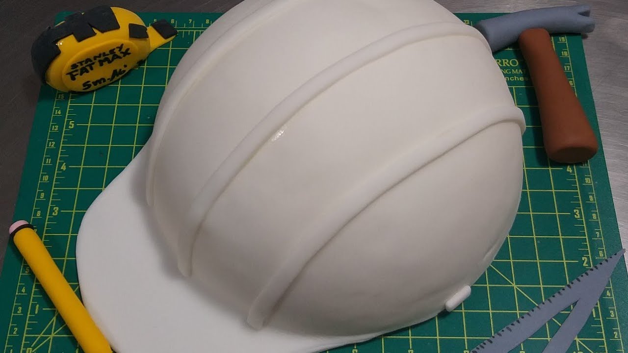 cómo hacer casco, martillo, wincha y regla en masa elástica | decoraciones para pastel de ingeniero