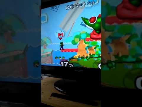 Luigi win by doing absolutely nothing vs giant yoshi ( Super smash bros melee )