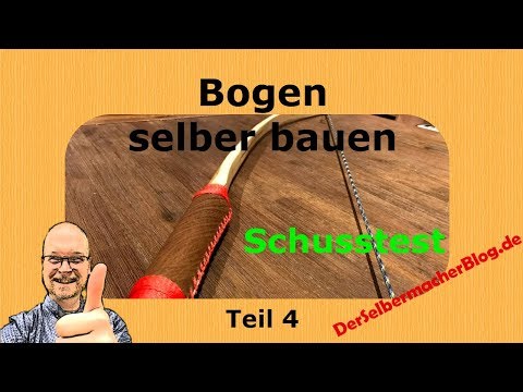 Bogen selber bauen - Teil 4, der Test (aus Haselnuss), erster Schusstest