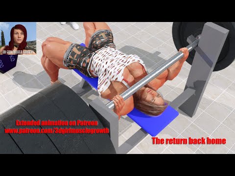 The return back home / female muscle growth animation / girl muscle growth animation
