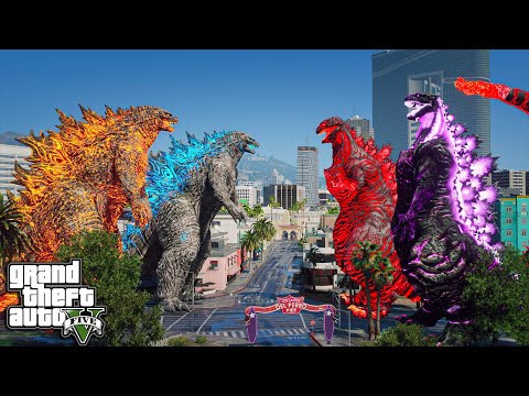 Atomic Godzilla, Nuclear Godzilla vs. Shin Godzilla, Red Shin Godzilla Battle ( GTA V Mods )