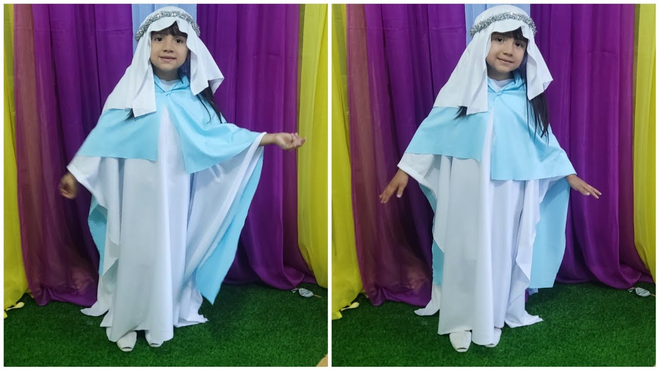 Haz tu mismo el disfraz de la virgen María para tu niña sin costuras