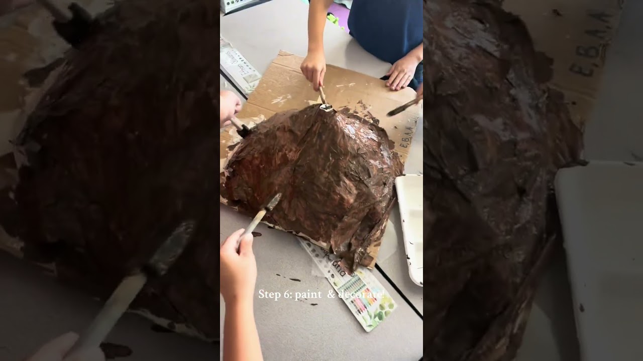 DIY paper mache volcano eruption experiment