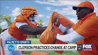 Clemson practices change at camp, heading to Jervey Meadows field