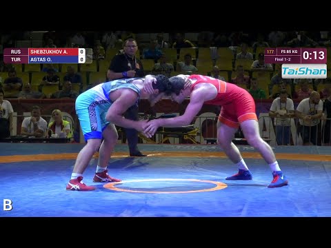 GOLD FS - 85 kg: A. SHEBZUKHOV (RUS) df. O. AGTAS (TUR) by VSU, 0-0
