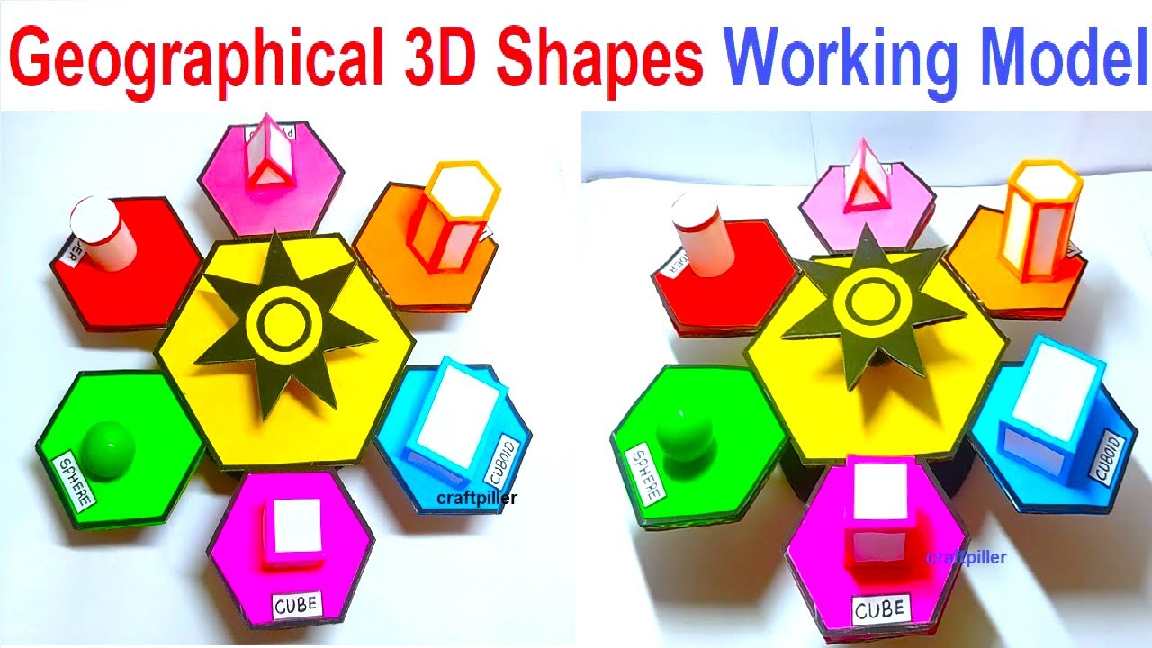 geometrical 3d shapes working model - diy - maths project | craftpiller