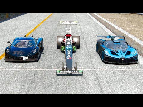 Top Fuel Dragster vs Bugatti Bolide vs Koenigsegg Jesko Absolut at Special Stage Route X