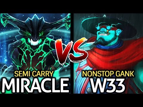 MIRACLE Outworld Devourer VS W33 Storm Spirit Epic Battle Mid Lane 7.24 Dota 2