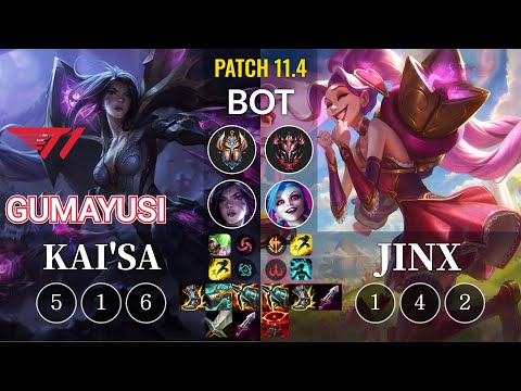 T1 Gumayusi Kai'Sa vs Jinx Bot - KR Patch 11.4