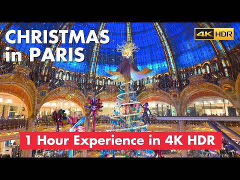 Paris France 🇫🇷 Christmas Walk Tour 4K HDR