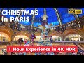 Paris France 🇫🇷 Christmas Walk Tour 4K HDR