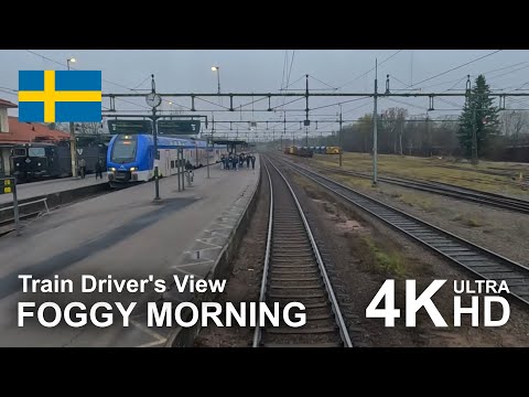 4K CABVIEW: Foggy morning (Stockholm to Falun)