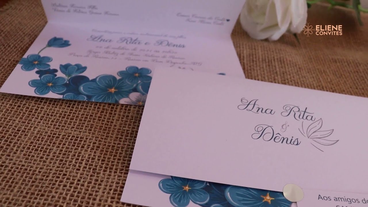 Convite de casamento | Floral azul | Eliene convites