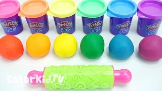 Learn Colors Play Doh Balls Mickey Mouse Hello Kitty Pow Paltrow Peppa Pig Molds Nursery Rhymes