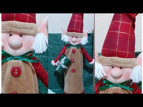 Duende de Natal feito com cone de linha! Gnomo natalino fácil e rápido! Ajudante do Papai Noel!