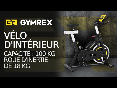 Vidéo - Vélo d'intérieur - Roue d'inertie de 18 kg - Supporte jusqu'à 100 kg - LCD