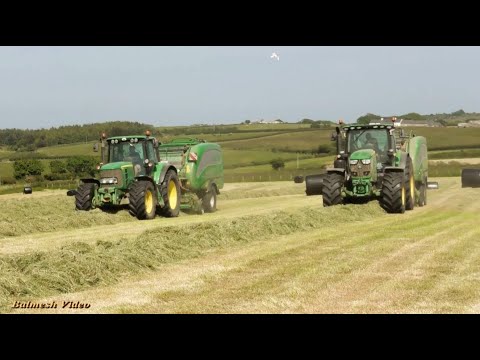 Baling for Silage - TWO McHale Baler/Wrappers with John Deere Power.