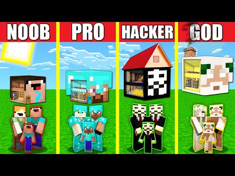 Minecraft Battle: INSIDE HEAD HOUSE BUILD CHALLENGE - NOOB vs PRO vs HACKER vs GOD / Animation BLOCK
