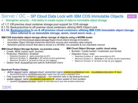 IBM Spectrum Protect 8.1.16 Cloud Data Lock with IBM COS Immutable Objects - Demo