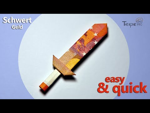 Faltanleitung Schwert variante 1 - Geld falten leicht gemacht
