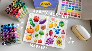 🍋 trying out arrtx's new acrylic paint markers 🍒 unboxing, swatching and drawing 🍉
