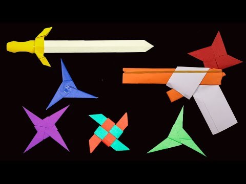 Top 06 Easy Origami Ninja Star/sword/gun - How to make