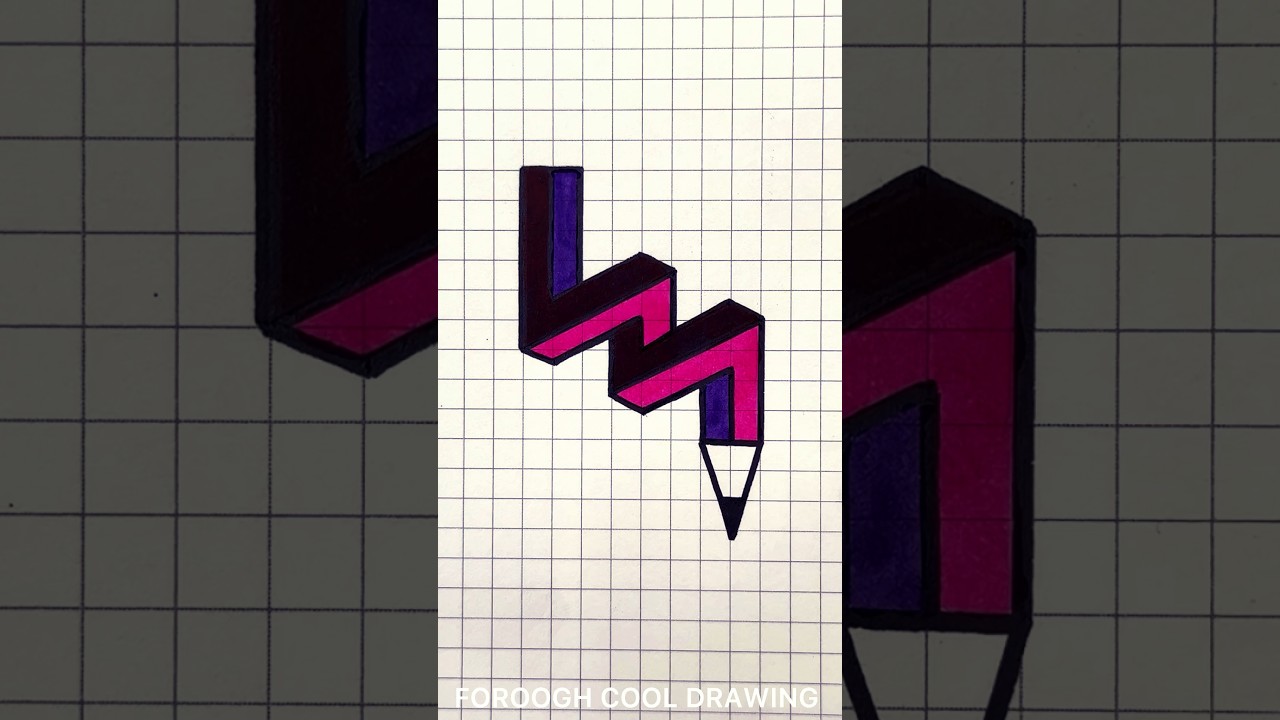 Easy 3D Drawing on Graph Paper ✍🏻 #shorts #shortvideo #3d #drawing