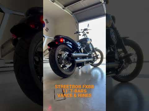 STREETBOB FXBB 11’ TBARS AND VANCE & HINES!! #moto #harleydavidson #exhaustsound #vanceandhines