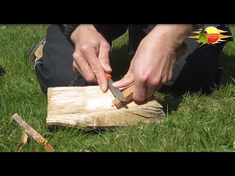 Feuererzeugung mit Kienspan (Mayastick) und Mischmetallstab - Fire with Fatwood and firesteel Teil 1