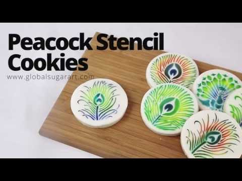 Peacock Stencil Cookies