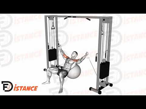 Écartés incliné à la poulie basse sur ballon - Exercice Écartés incliné à la poulie basse sur ballon en vidéo