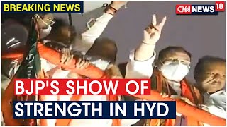 BJP President JP Nadda Conducts Roadshow In Hyderabad Ahead Of GHMC Polls | CNN News18
