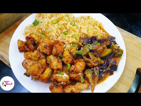 Crispy Honey Lemon Chicken - Tomato Rice - Creamy Vegetables | The Perfect Combo Meal Recipe |