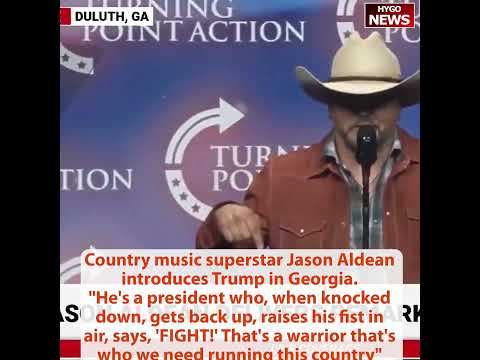 Country music superstar Jason Aldean: gave $500, when knocked down, gets back up, fist in air FIGHT!