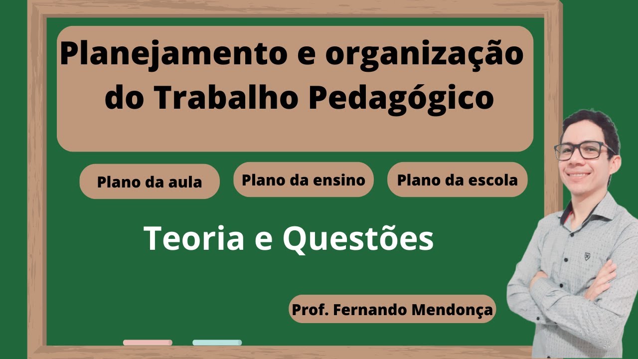 PLANEJAMENTO E ORGANIZAÇÃO DO TRABALHO PEDAGÓGICO: Plano da escola, plano de ensino e plano de aula