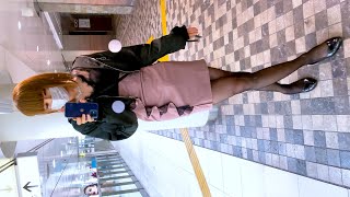 【黒ストッキング】透け感たっぷりな男ウケするタイトミニドレスを着て街ブラ【よそきわちゅーぶ #Shorts】