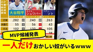【MVP最終候補】大谷さん、やはり1人だけ数字がおかしい・・・