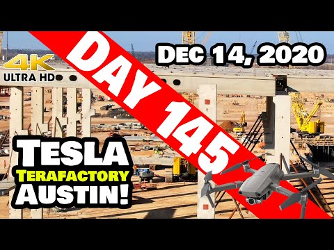 Tesla Gigafactory Austin 4K  Day 145 - 12/14/20 - Tesla Terafactory Texas - SUPER BUSY DAY... AGAIN!