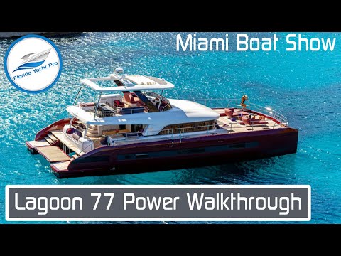 77 Lagoon 2022 Power NEW Catamaran Walkthrough @ 2022 Miami Boat Show