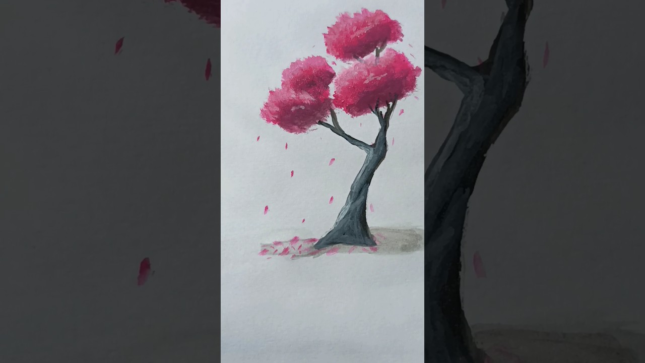 How to paint realistic cherry blossom 🌸/acrylicpainting for beginners #cherryblossom #shorts #art
