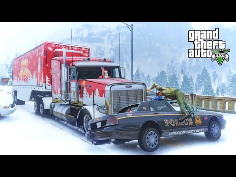 GTA 5 CRAZY SANTA'S PHANTOM TRUCK CRASHES IMPACT COMPILATION - DESTRUCTION POLICE CHASE - CHRISTMAS