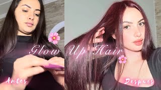 Adiós al cabello aburrido 🥱 Me lo tiño Rojo 🌸