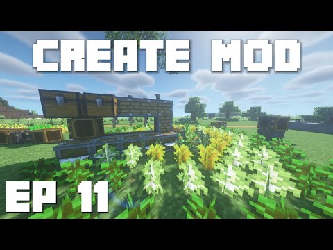 Minecraft Create Mod Tutorial - Mechanical Saw Tree Farm Ep 11
