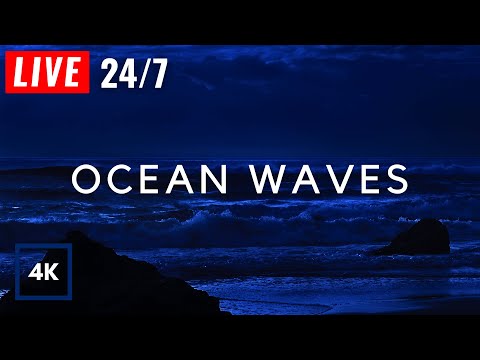 🔴 Ocean Waves for Deep Sleep | Waves Crashing on Beach at Night for Insomnia. Wave Sounds to Relax