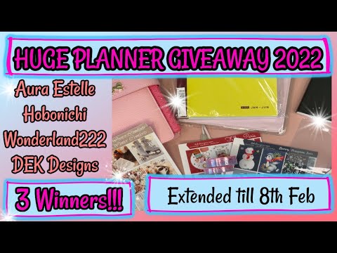 HUGE PLANNER GIVEAWAY 2022 | 3 WINNERS | FT AURA ESTELLE, HOBONICHI, WONDERLAND222 & DEK DESIGNS