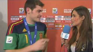 Spain Football Captain Casillas kiss a reporter